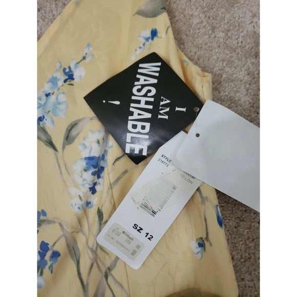 K Studio ~Woman Size 12~Yellow/Green Sheath Sleeveless Belted Dress Cotton NWT - Picture 9 of 12